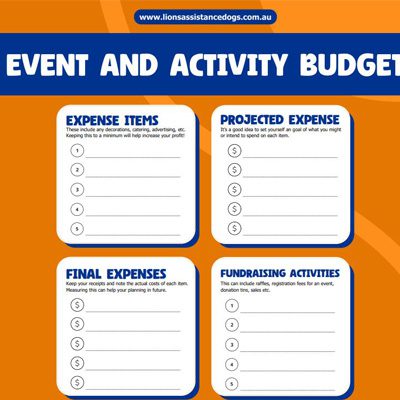 Resource budget - Lions Assistance Dogs