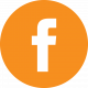 Facebook icon, orange and white, circular