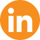 LinkedIn icon, orange and white, circular